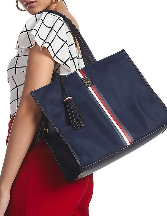 Tommy Hilfiger Women Navy Brand Stripe Lucy Tote Bag