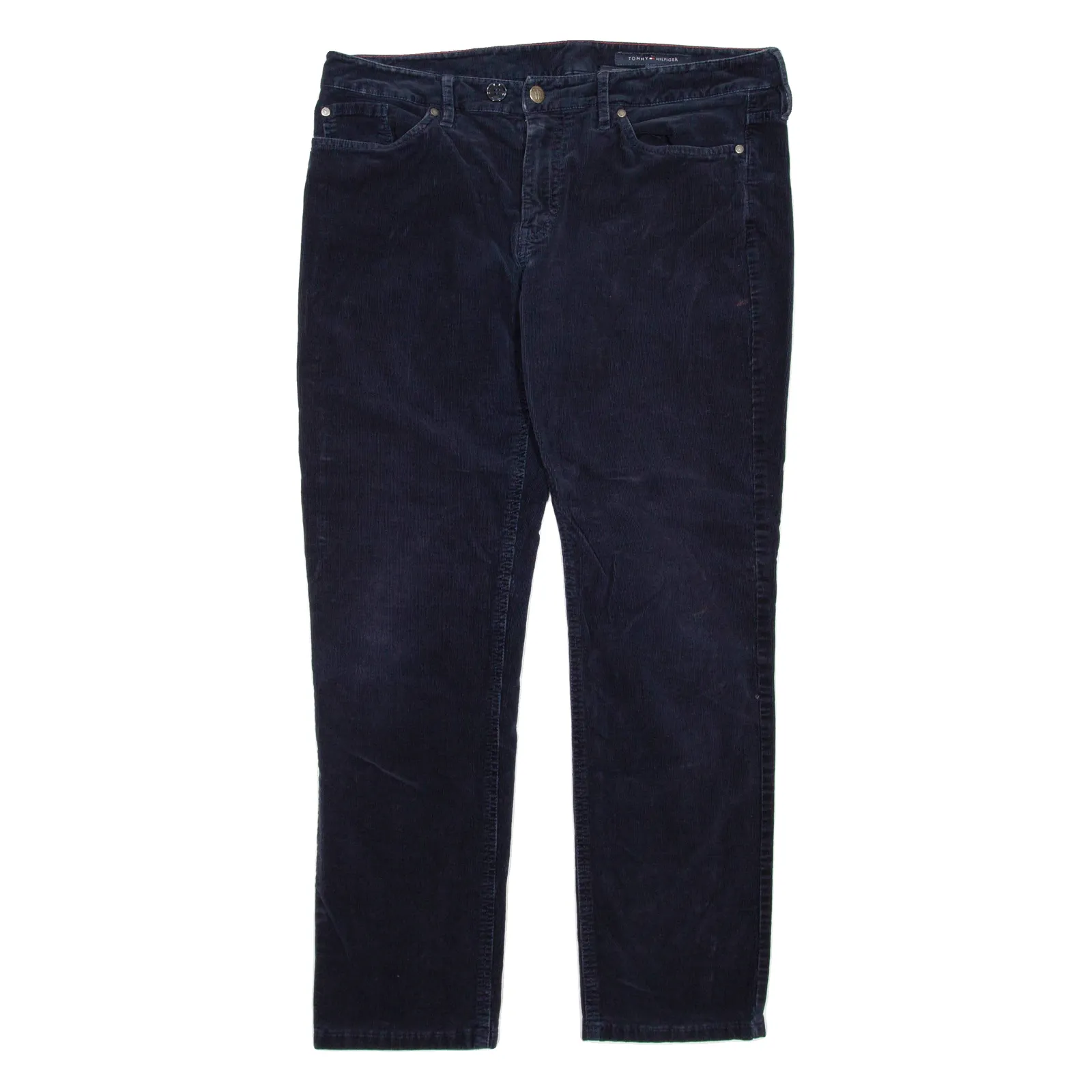TOMMY HILFIGER Womens Corduroy Trousers Blue Regular Tapered W34 L30