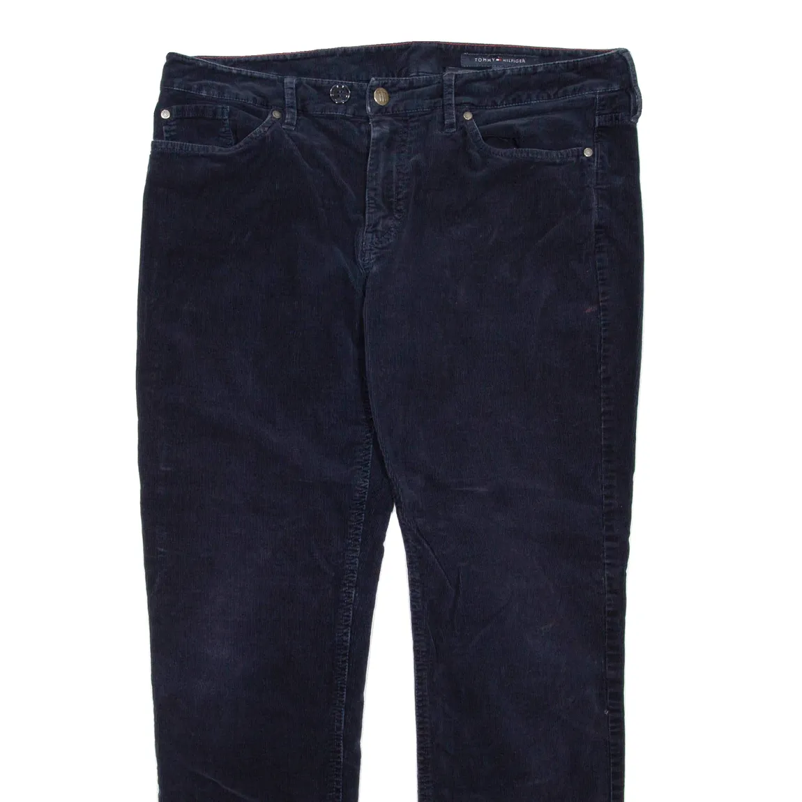 TOMMY HILFIGER Womens Corduroy Trousers Blue Regular Tapered W34 L30