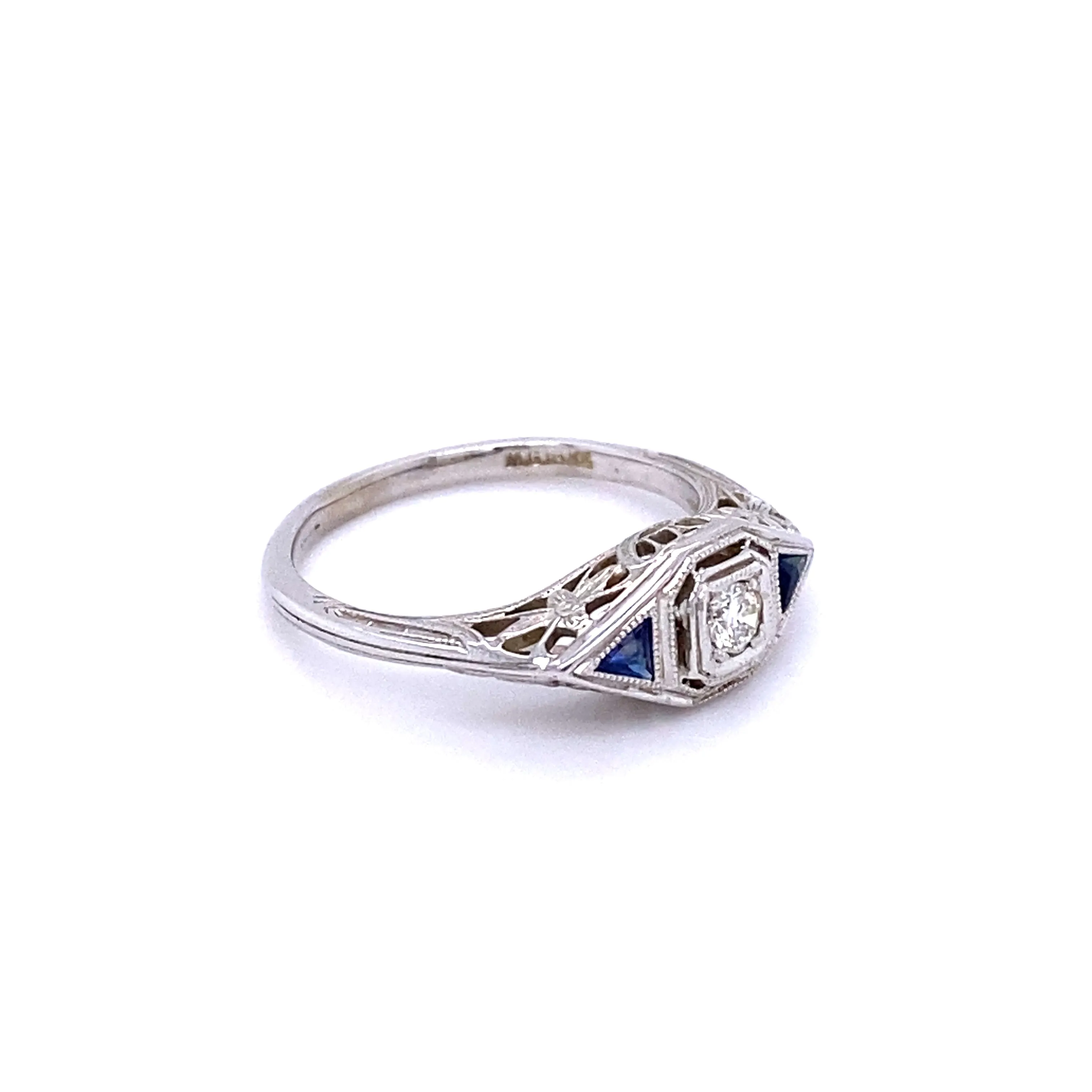 Trillion Blue Sapphire and Diamond Ring