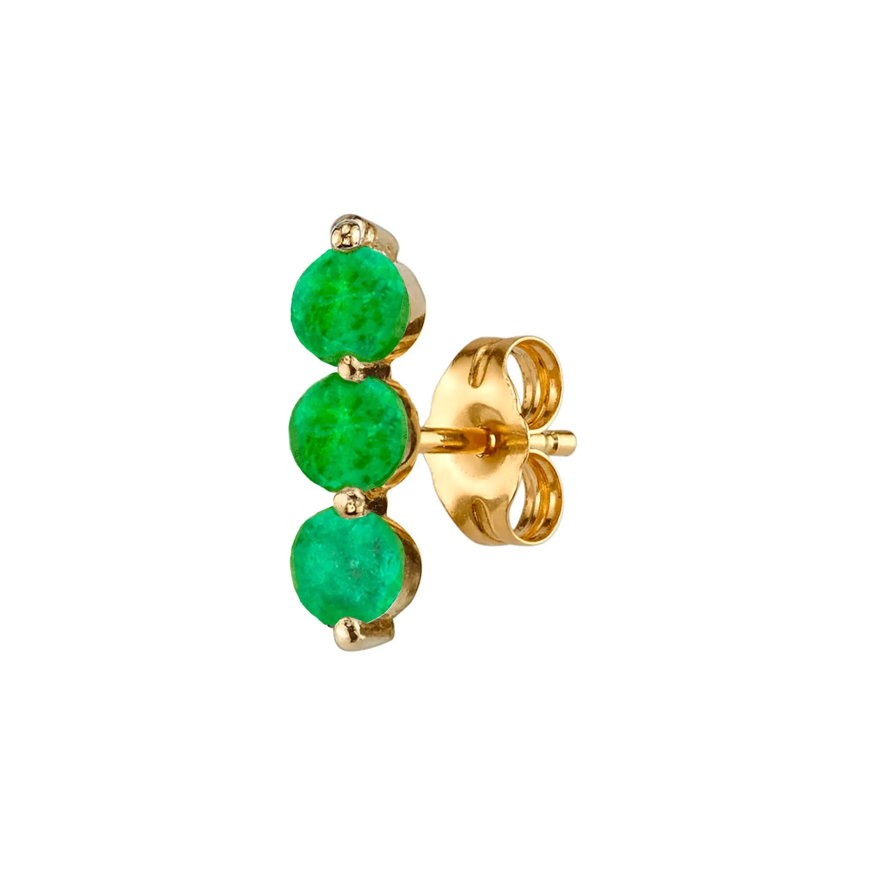 Triple Stud - Emerald / 14k Yellow Gold