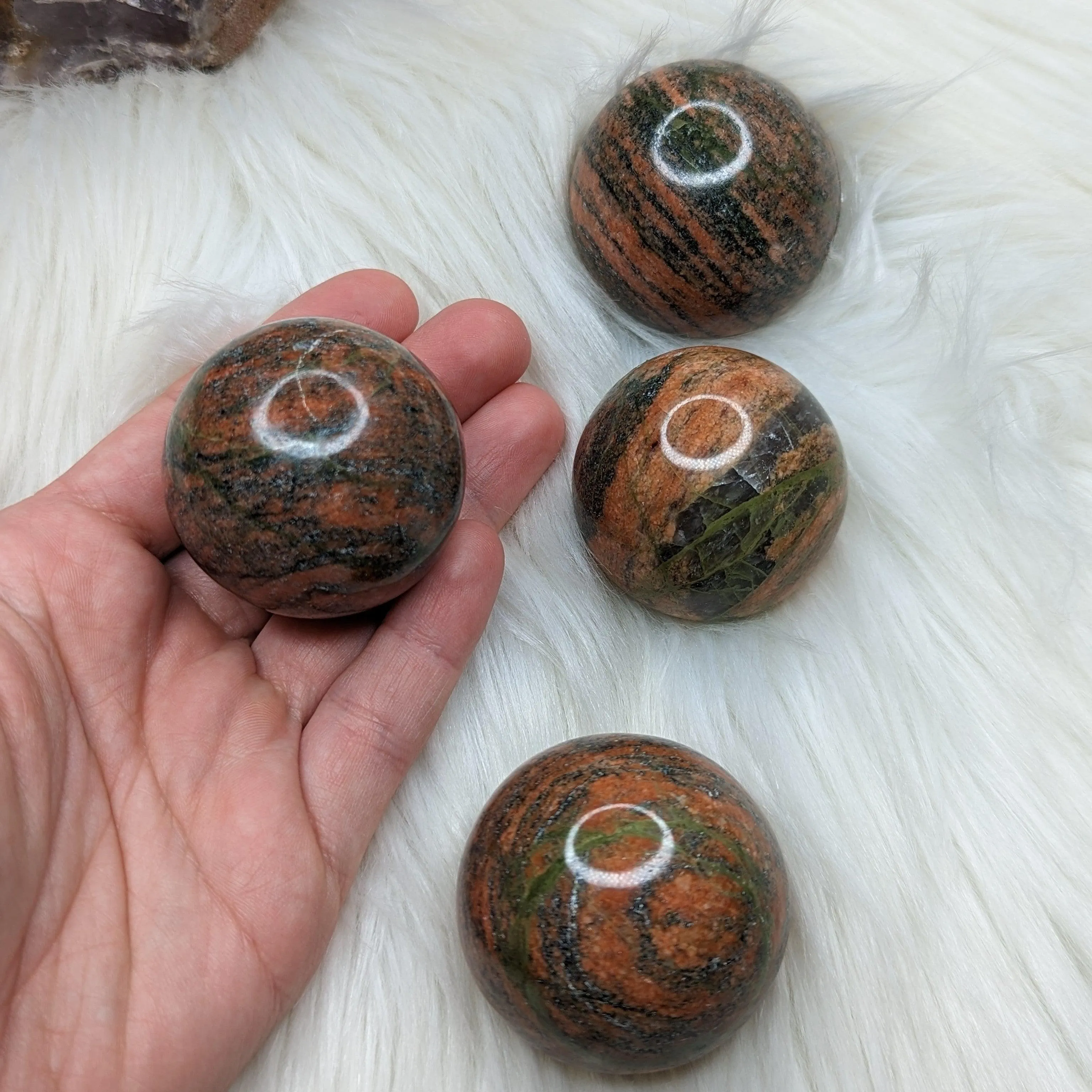 Unakite Sphere Carving~ Uplifting Vibrations of Green and Pink~