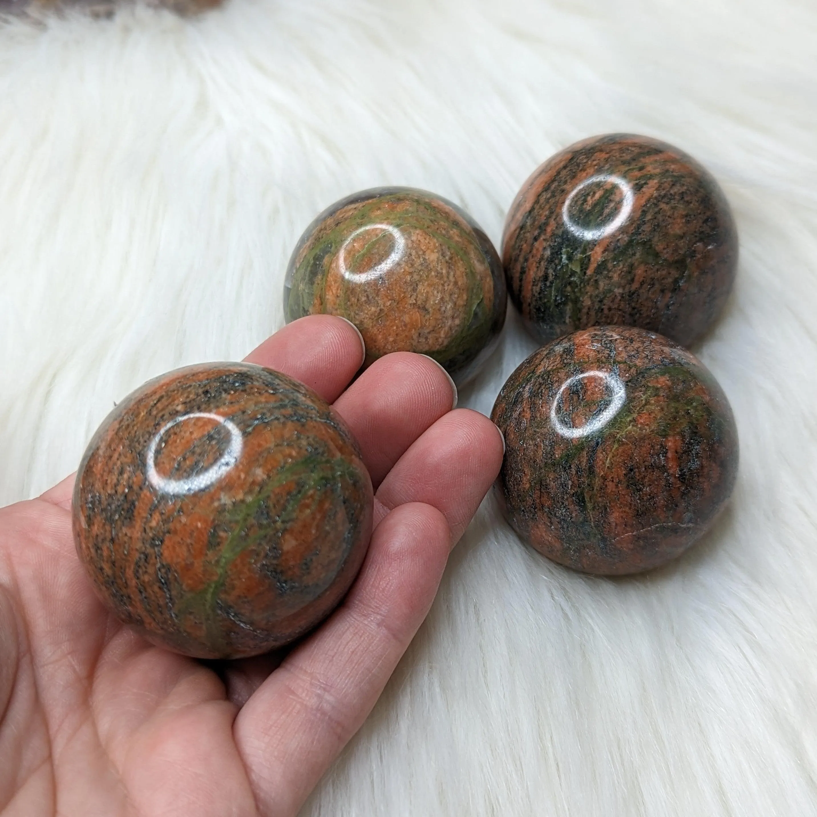 Unakite Sphere Carving~ Uplifting Vibrations of Green and Pink~