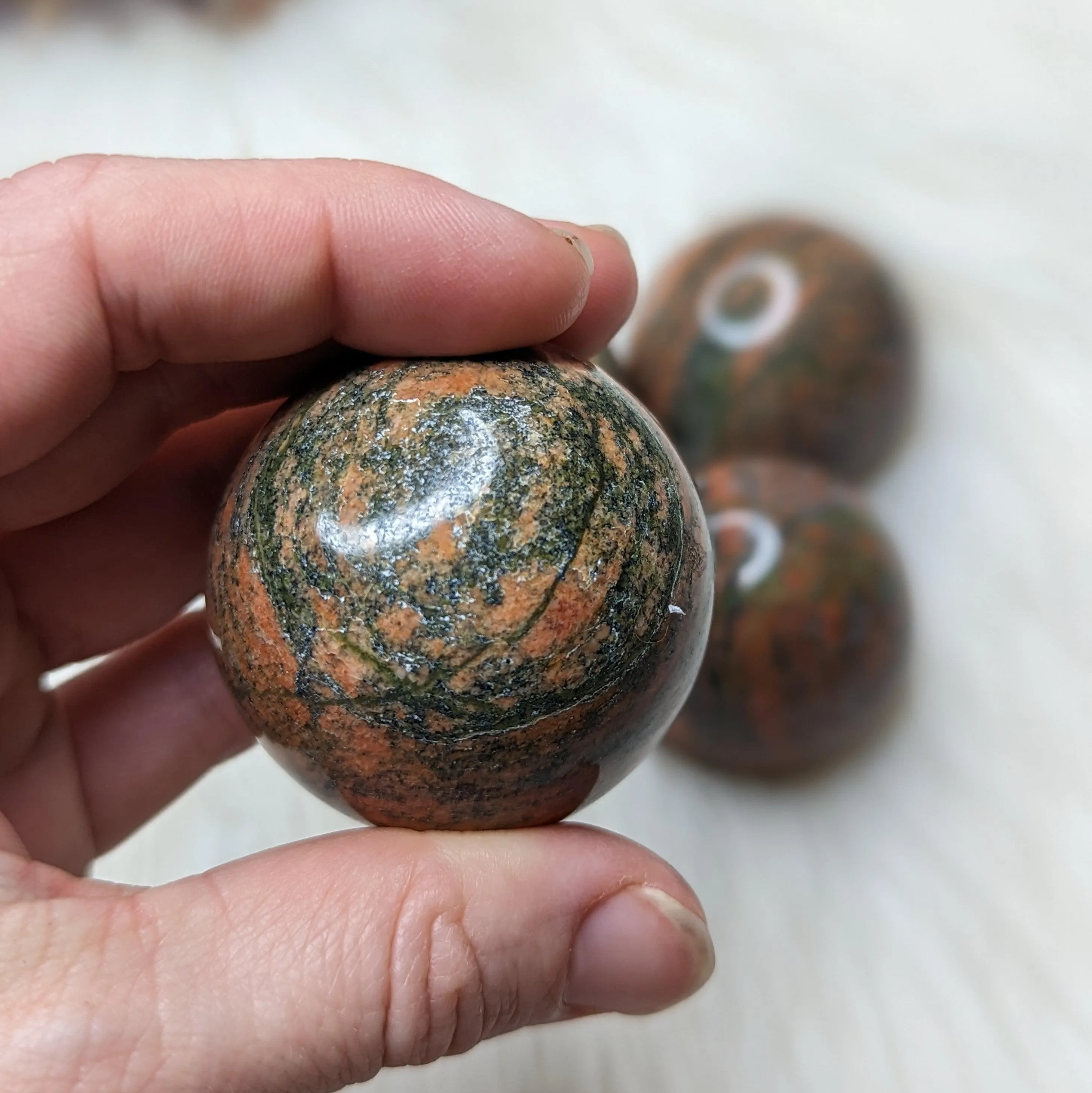 Unakite Sphere Carving~ Uplifting Vibrations of Green and Pink~