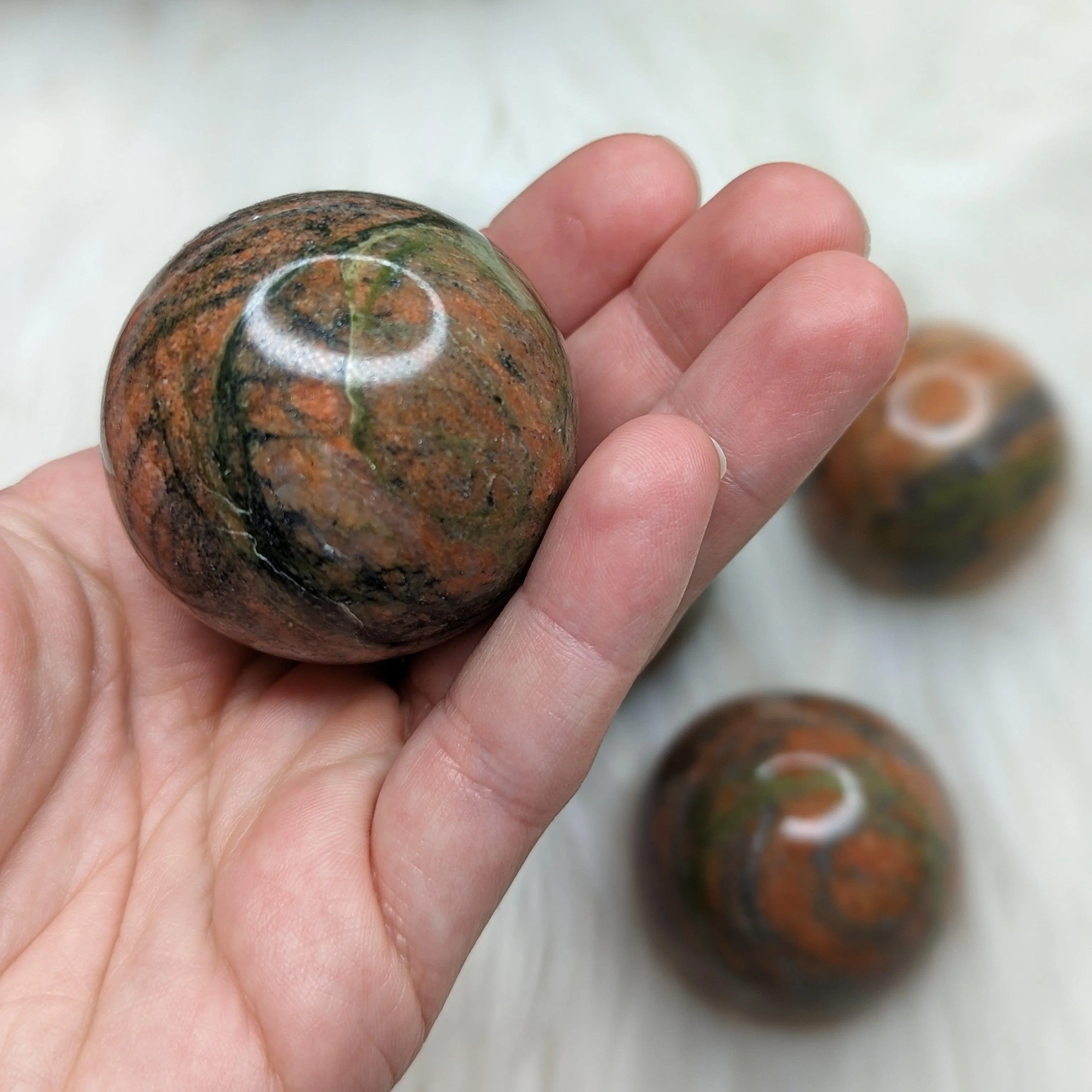 Unakite Sphere Carving~ Uplifting Vibrations of Green and Pink~