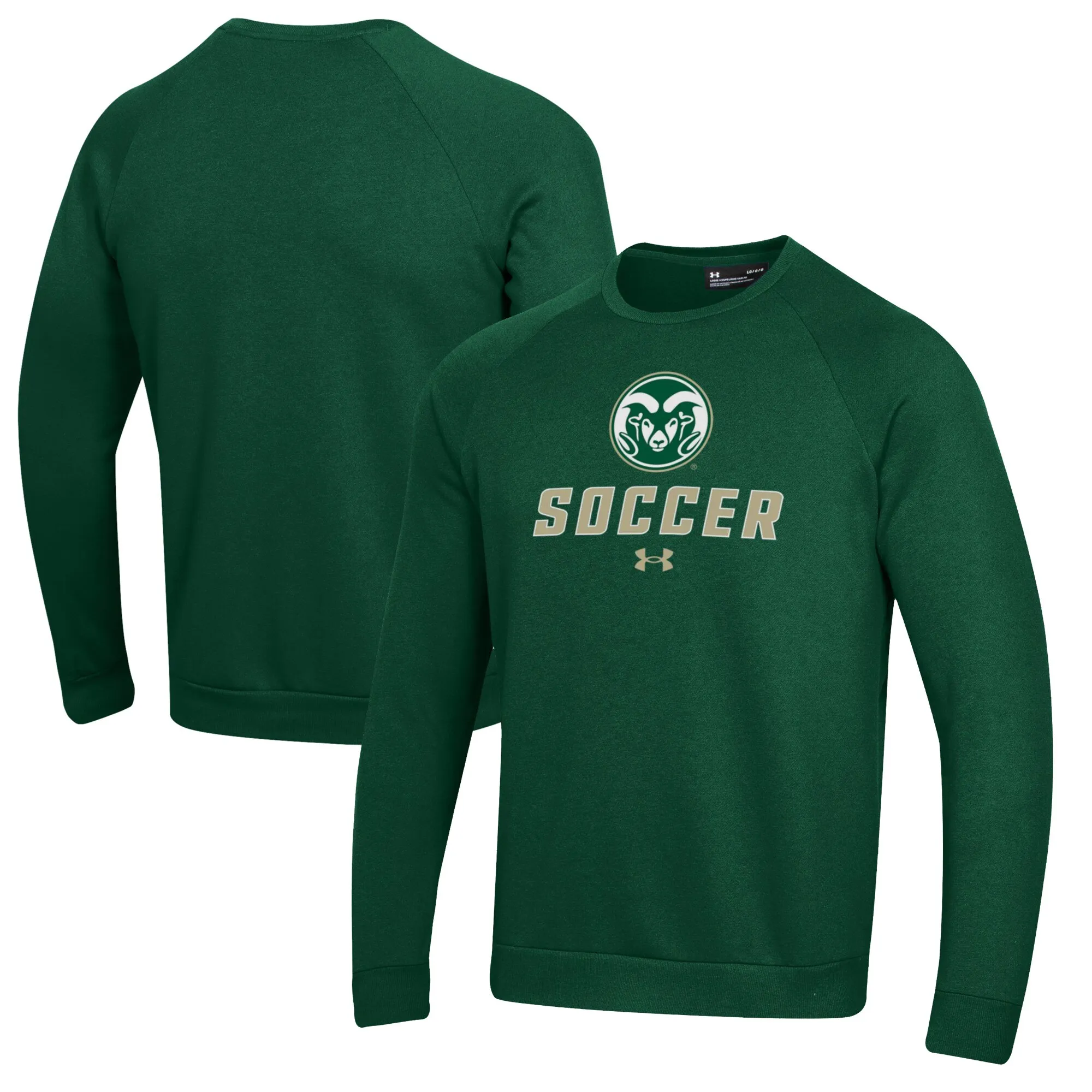 Under Armour Colorado State Rams Green Soccer Rival Fleece Raglan Pullover Sweatshirt