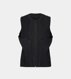 Unfold Zip Front Vest - Black