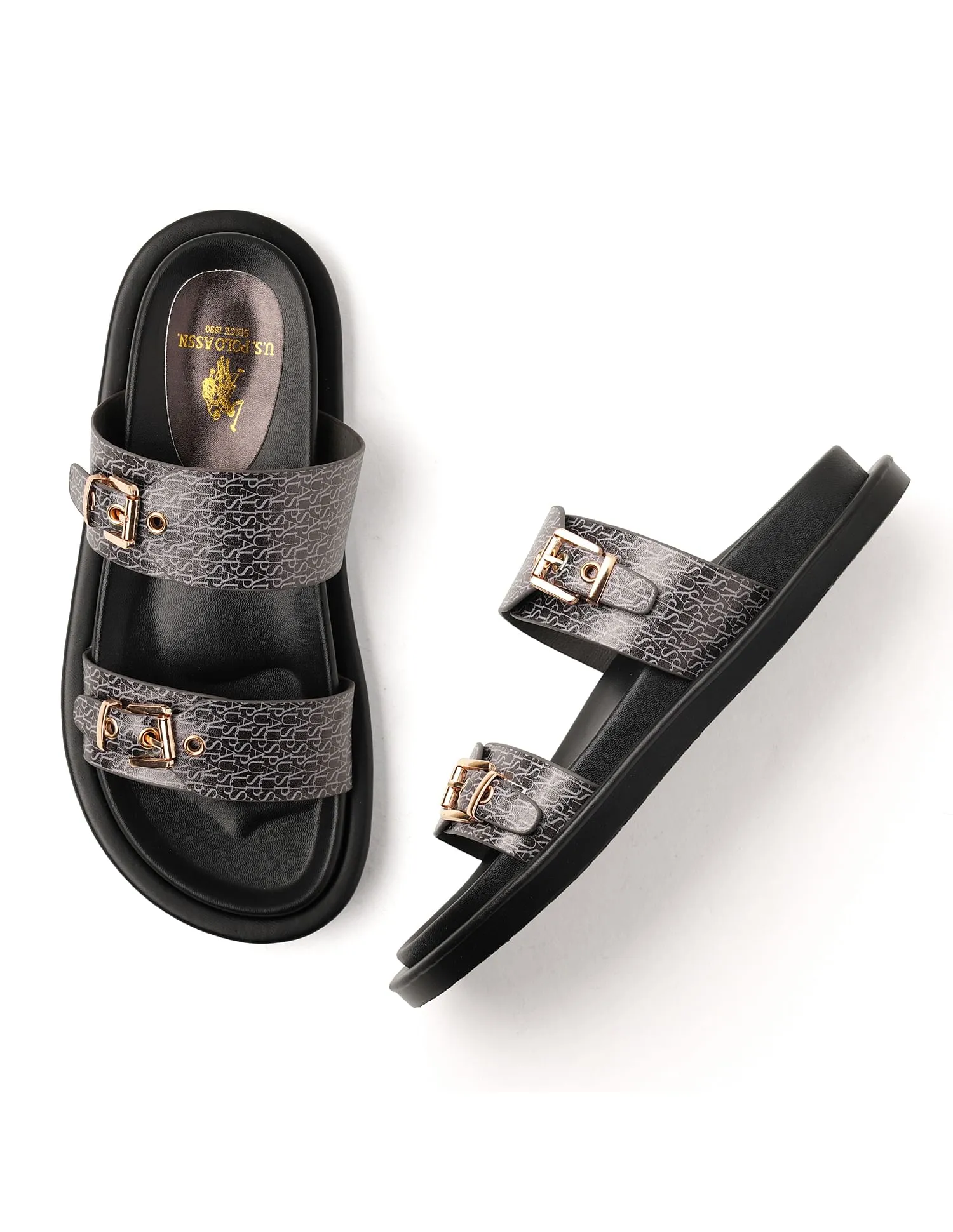 U.S. Polo Assn. Open Toe Buckle Detail Maria Sandals