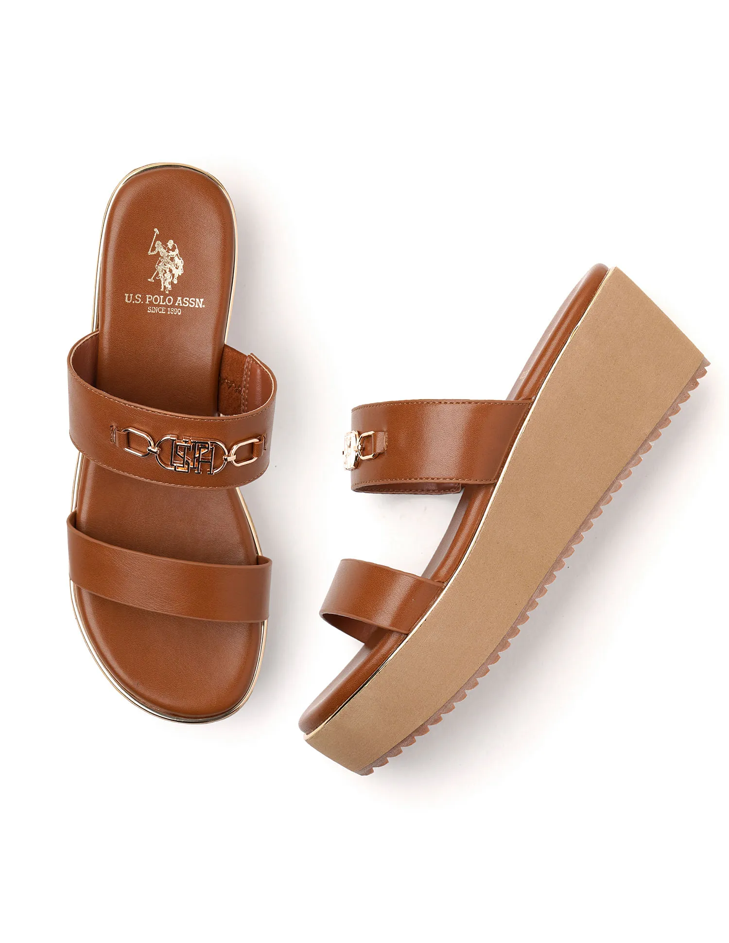 U.S. Polo Assn. Open Toe Elettra Wedge Sandals