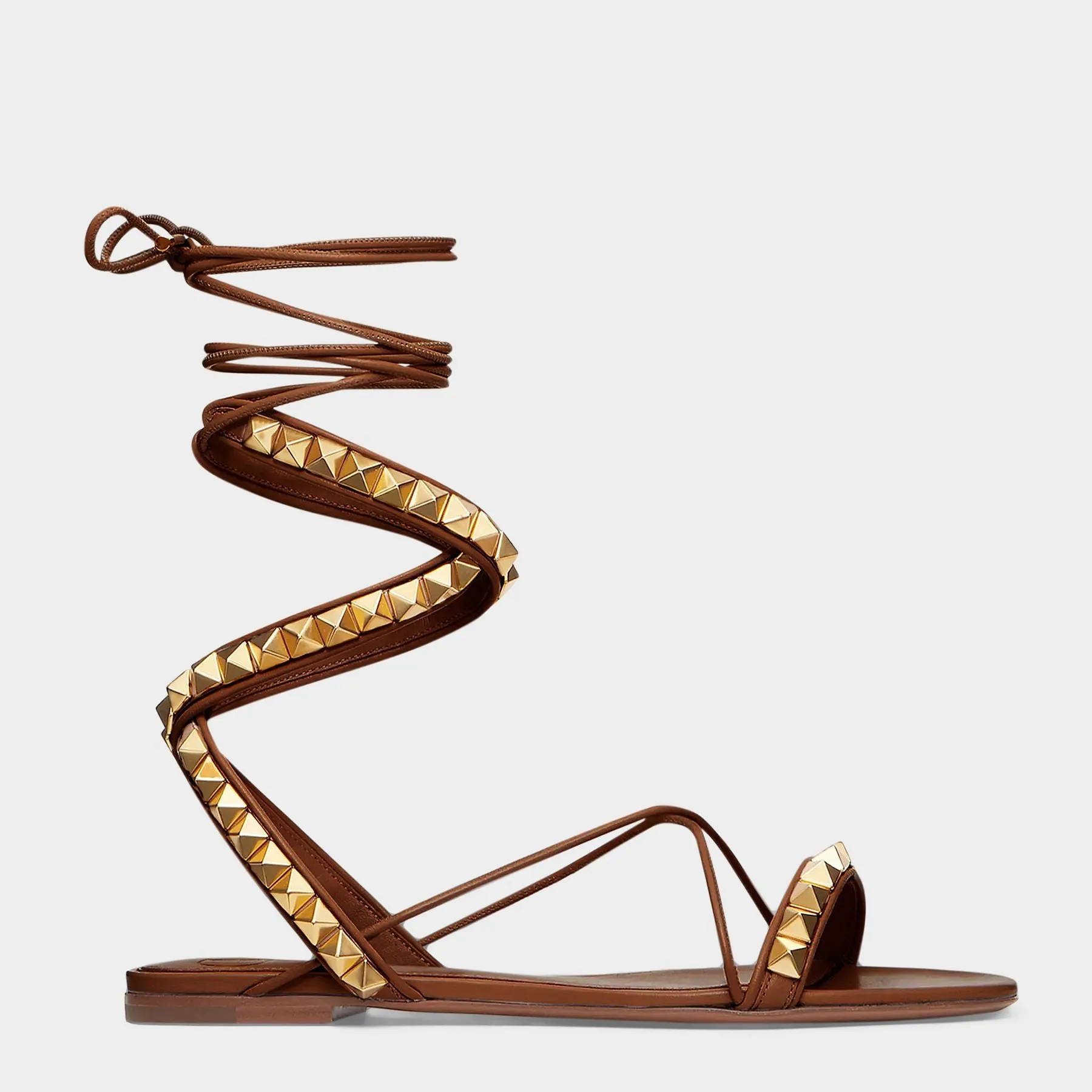 Valentino Garavani  Rockstud No Limit Sandals in Brown Leather