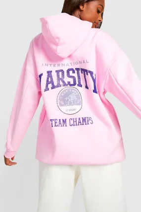 Varsity Back Print Oversized Hoodie