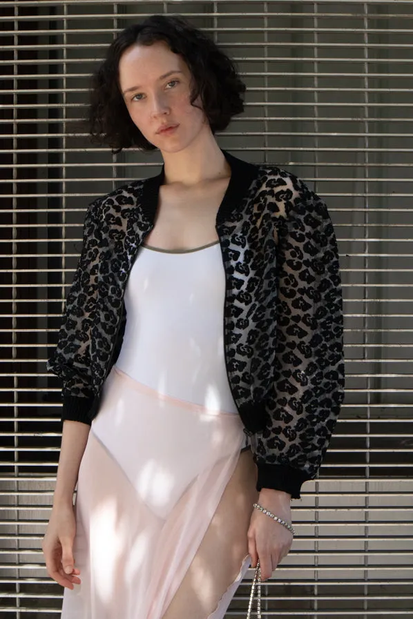 VERONIQUE LEROY CHEETAH MESH BOMBER