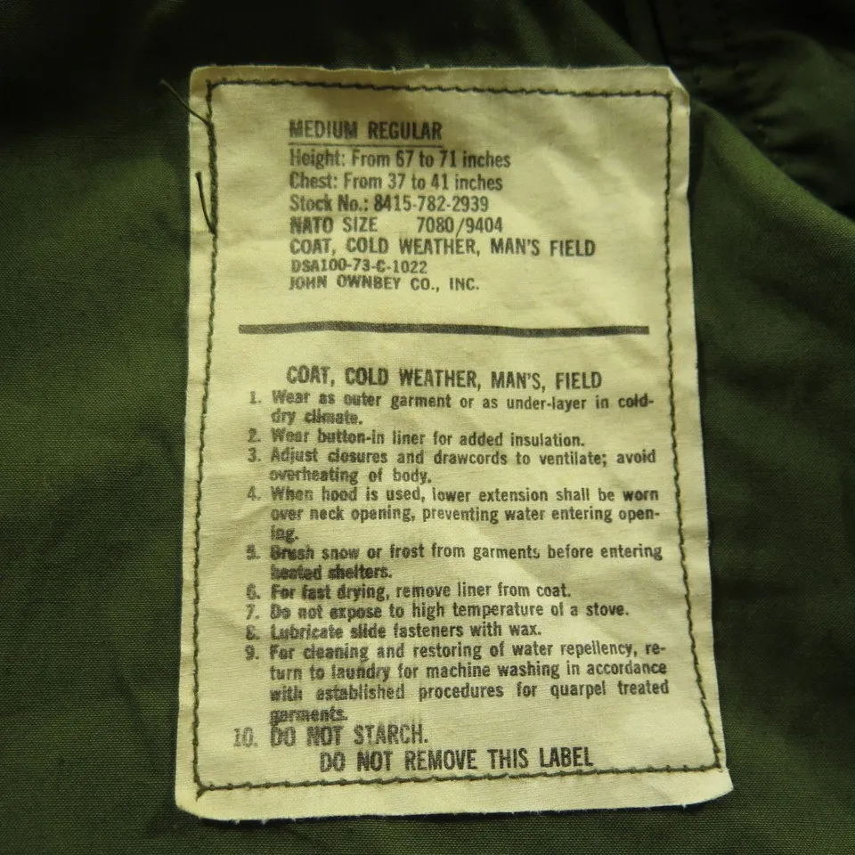 Vintage 70s M-65 Field Jacket Mens M USAF Airlift Command Vietnam OG-107 Sateen