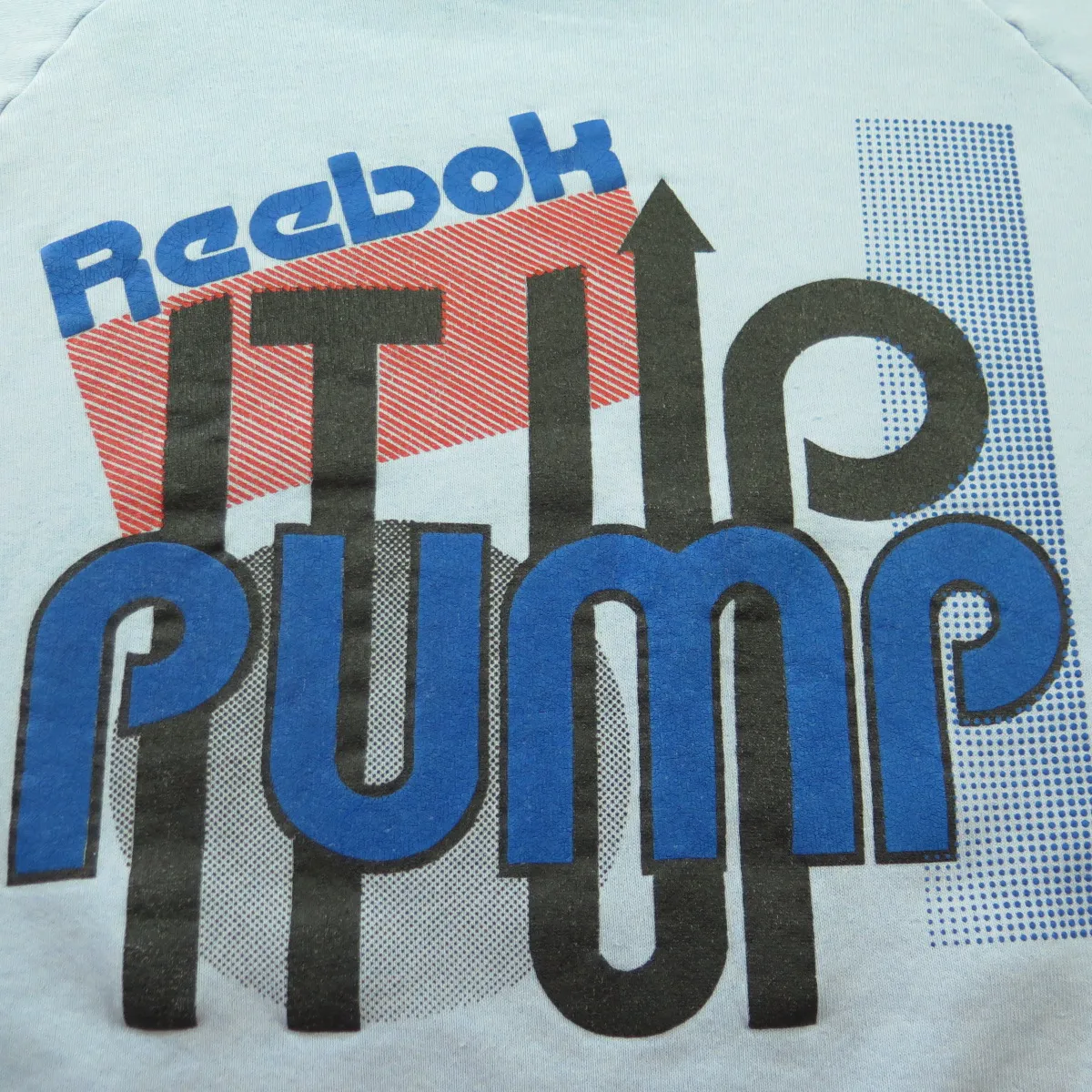 Vintage 80s Reebok Pump It Up Sweatshirt Medium Retro Print Blue Basketball