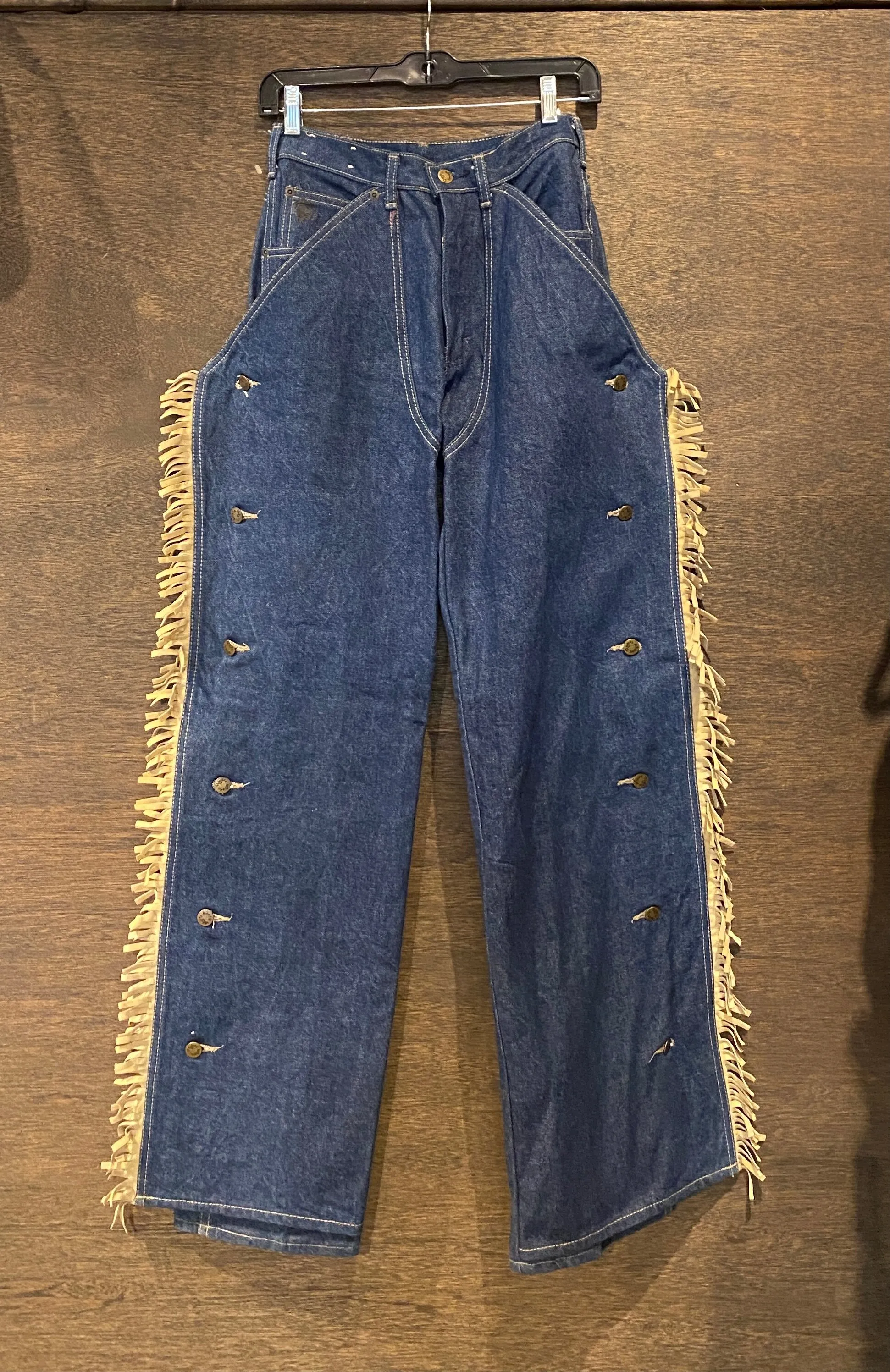 Vintage Deadstock Kenny Rogers Denim Fringe Chap Jeans —          Star Struck Vintage