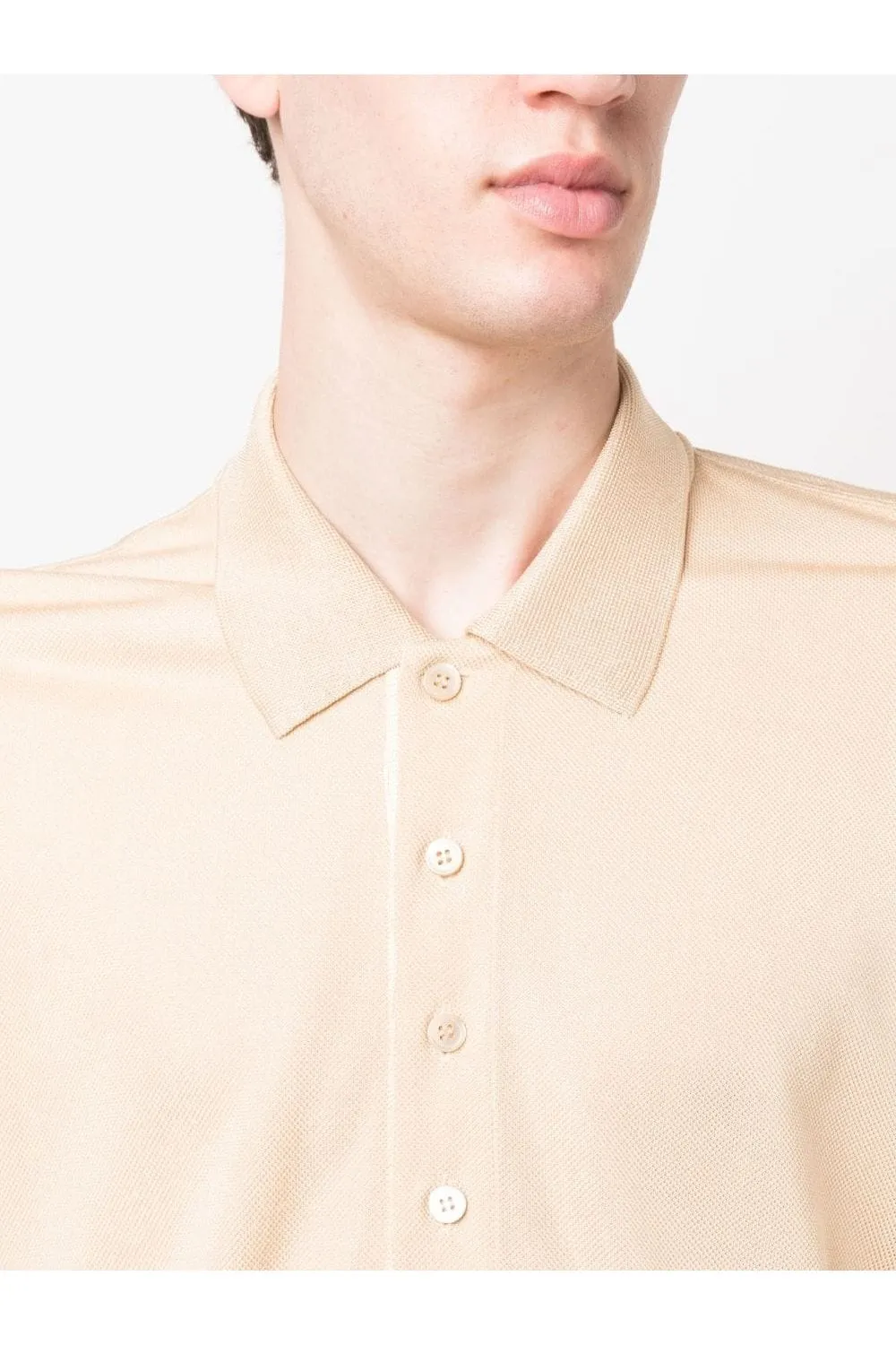 Viscose Piquet LS Polo Shirt Stone