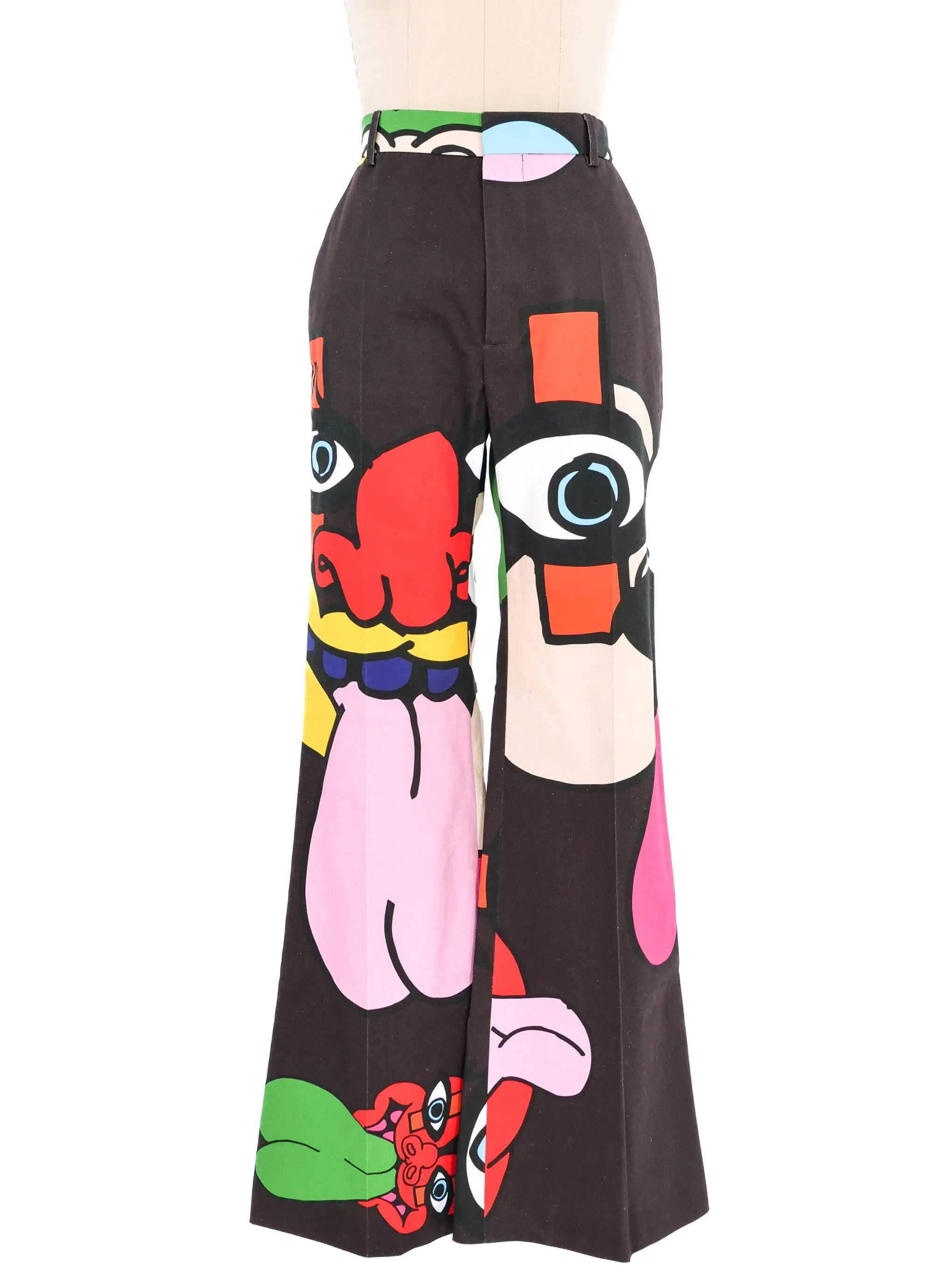 Walter Van Beirendonck Art Printed Flared Trousers