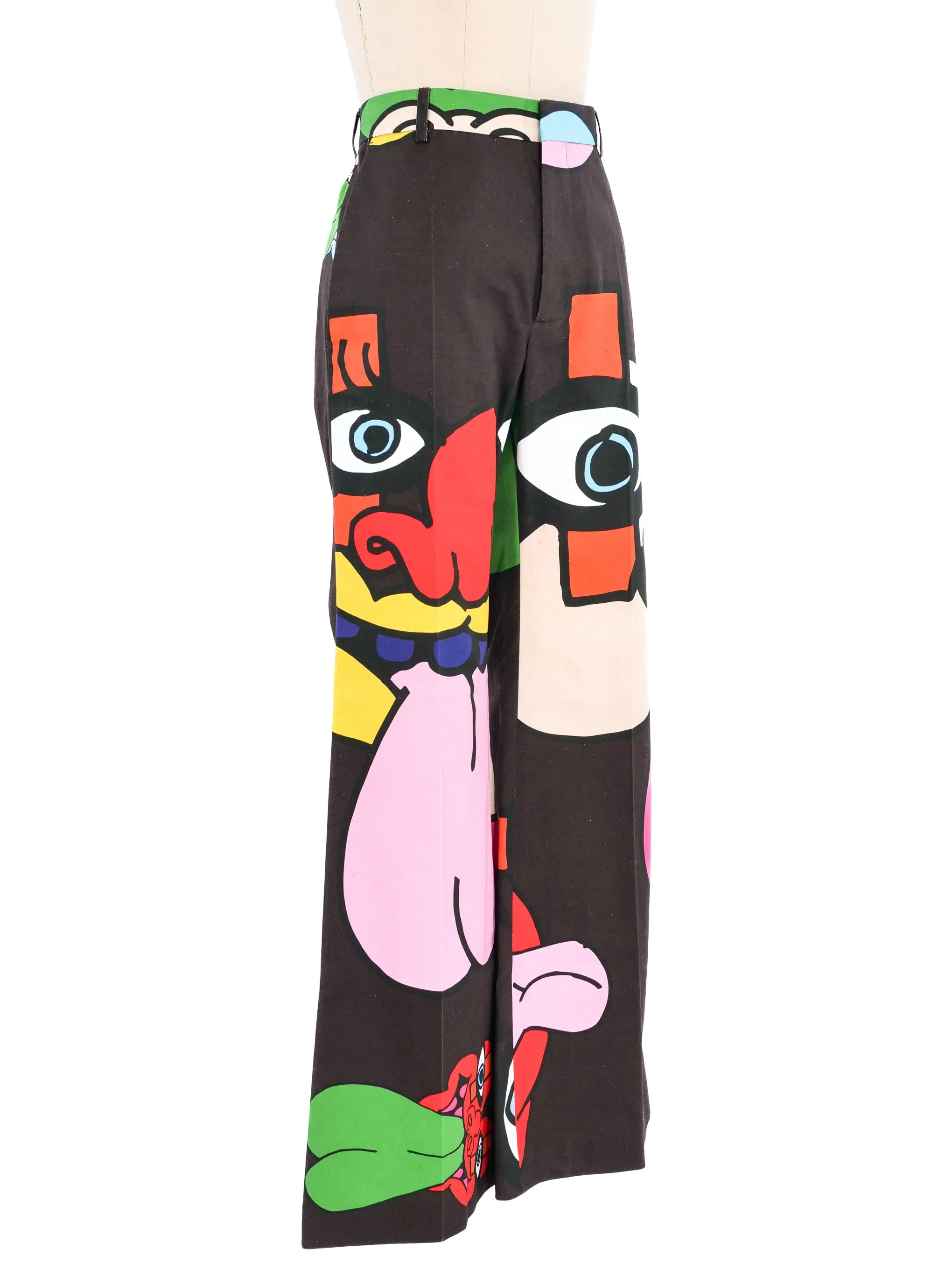 Walter Van Beirendonck Art Printed Flared Trousers