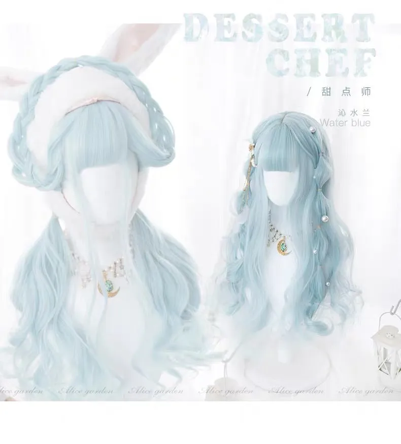 Water blue dessert chef hair wigs