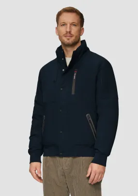 Water-resistant jacket with a stand-up collar