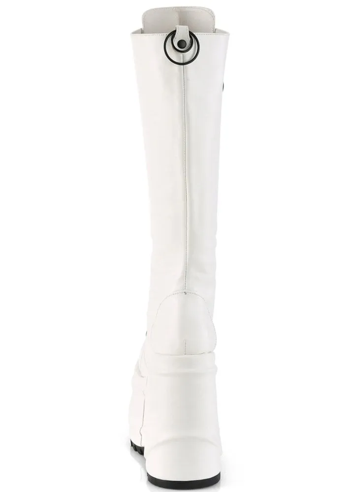 Wave 200 White Knee High Platform Boot