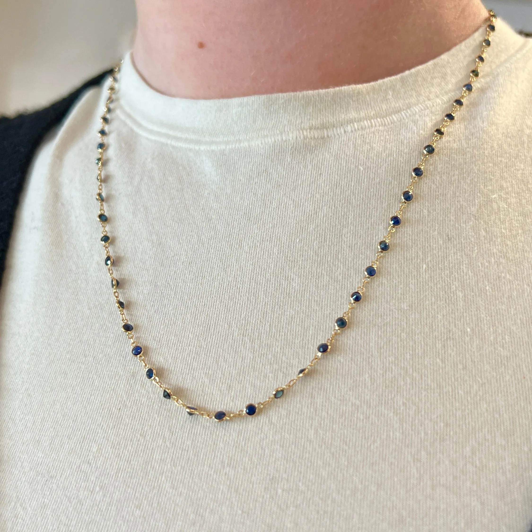 WD1011 14kt Blue Sapphire by the Yard Necklace