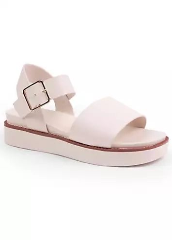 Where’s That From Phoenix Cream Buckle Flat Sandals | Grattan