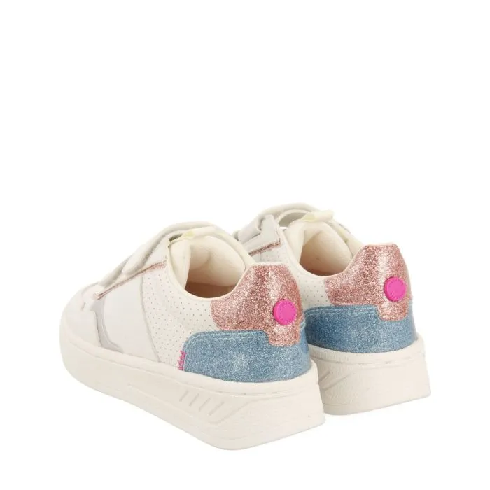 WHITE RETRO STYLE SNEAKERS WITH GLITTER AND COLOR DETAILS FOR GIRL AND BOY BLERIM