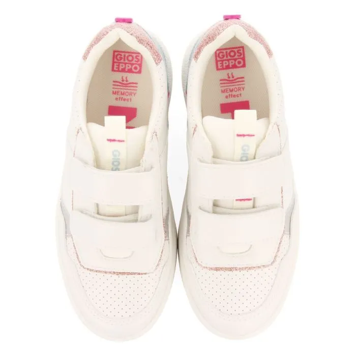 WHITE RETRO STYLE SNEAKERS WITH GLITTER AND COLOR DETAILS FOR GIRL AND BOY BLERIM