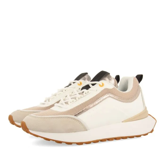 WHITE SNEAKERS WITH BEIGE DETAILS FOR WOMEN BALLAGAT