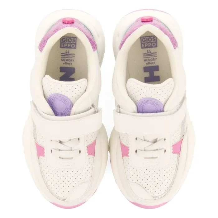 WHITE SNEAKERS WITH GLITTER, COLORFUL DETAILS AND VOLUMINOUS SOLE FOR BOYS AND GIRLS DRAIN