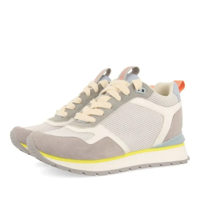 WHITE SNEAKERS WITH INTERNAL WEDGE AND MULTICOLOR DETAILS FOR WOMEN RANDAZZO