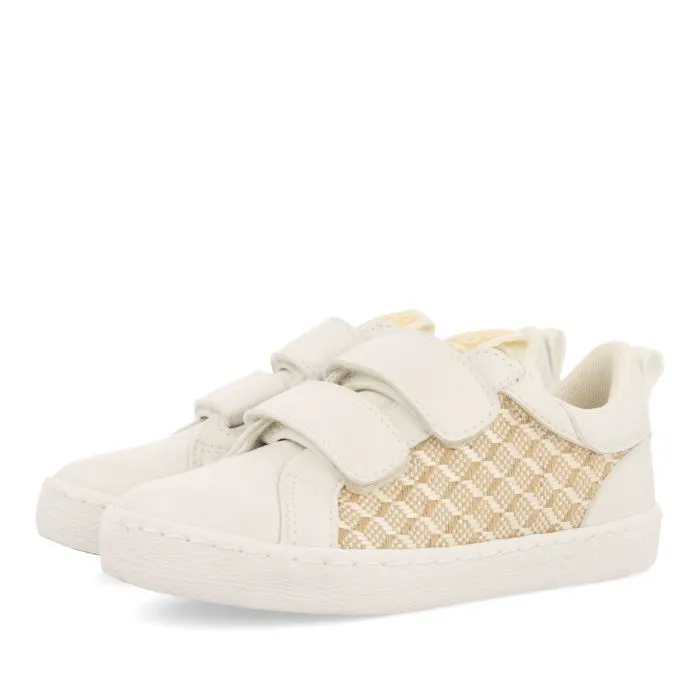 WHITE SNEAKERS WITH RAFIA PRINT FOR GIRL AND BOY ERSEKE