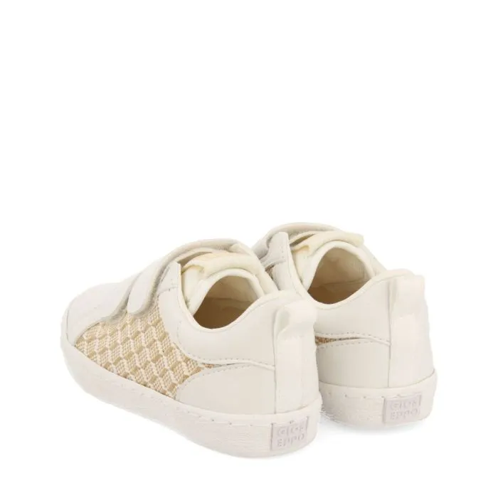 WHITE SNEAKERS WITH RAFIA PRINT FOR GIRL AND BOY ERSEKE