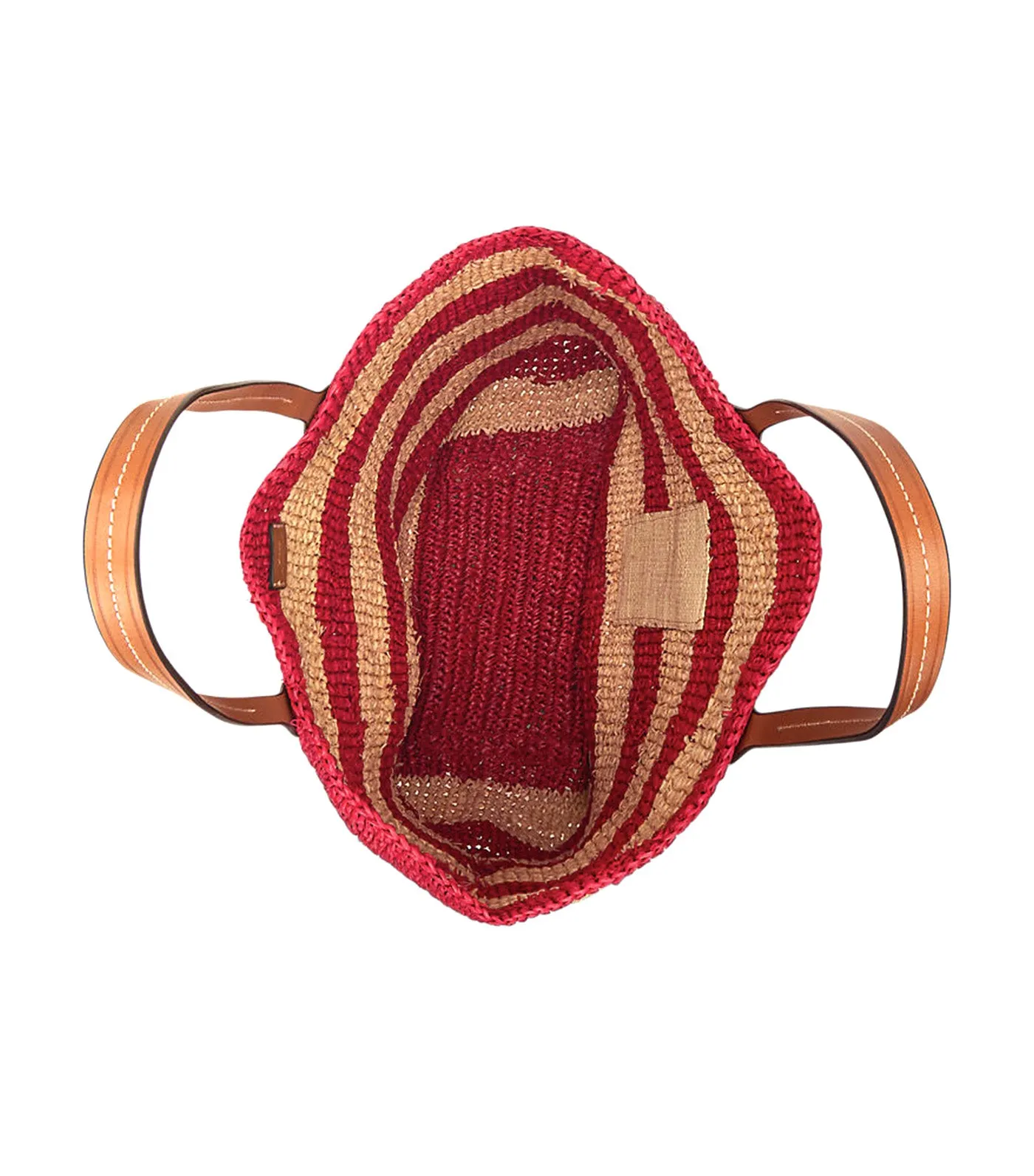 Women's Big Pony Striped Raffia Large Tote Red/Natural Stripe