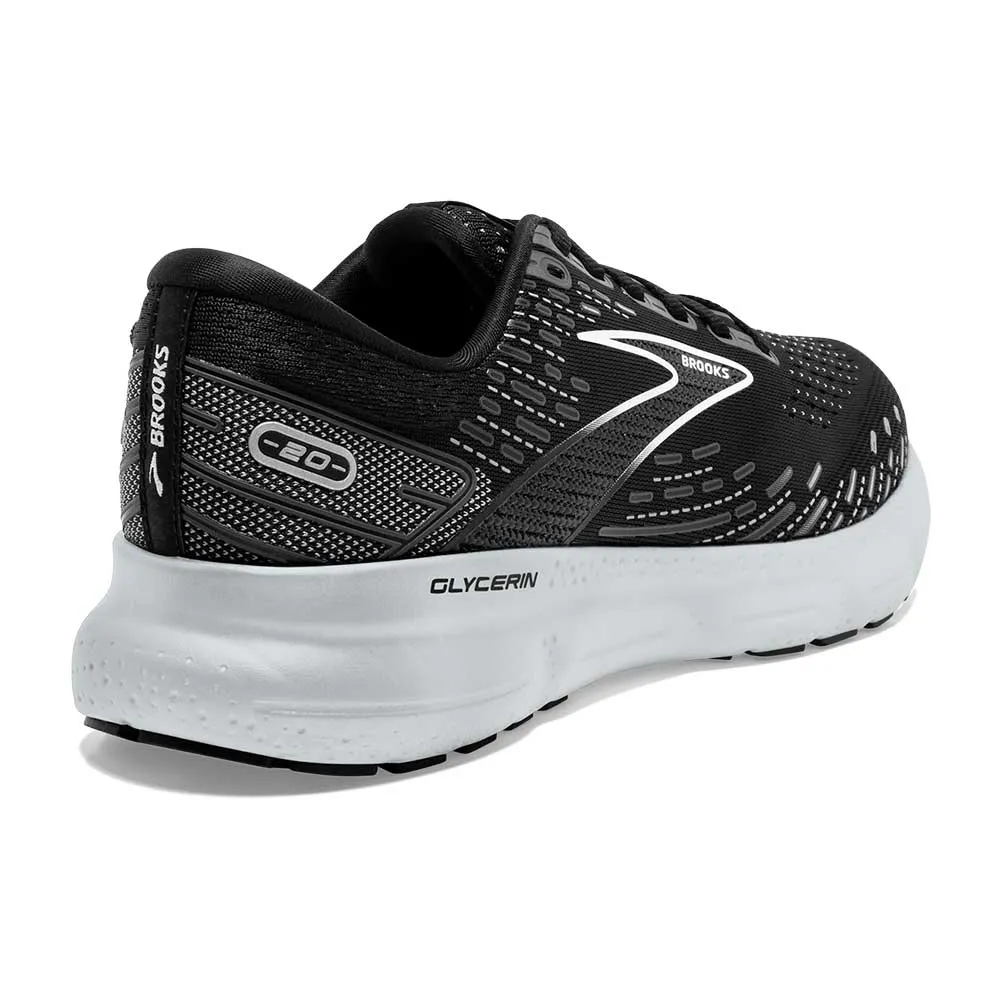 Women's Glycerin 20 Running Shoe - Black/White/Alloy - Wide (D)