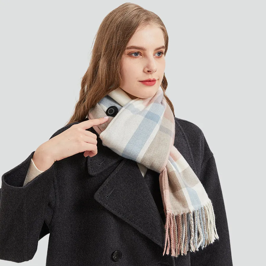 Women's Rechargeable Heated Scarf with 5000mAh Battery – Pink Plaid Design