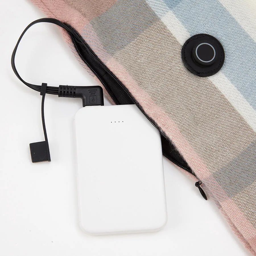 Women's Rechargeable Heated Scarf with 5000mAh Battery – Pink Plaid Design