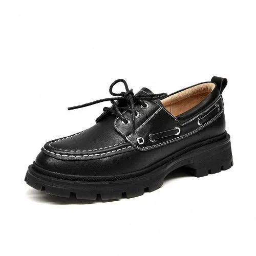 Women's shoes made of genuine leather on a platform