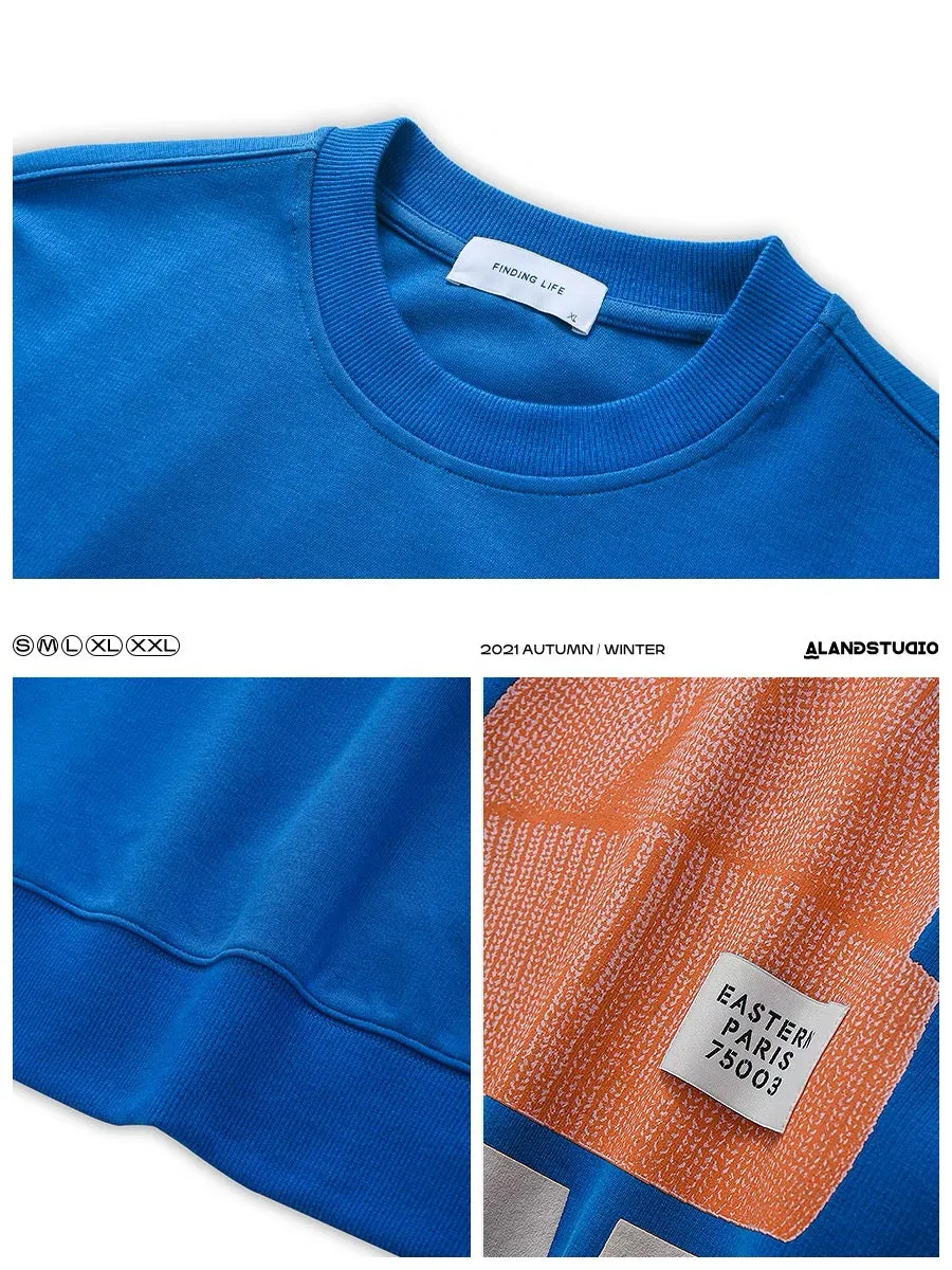 Xu Tailang American-style high street printed sweater men's long-sleeved spring and autumn trendy brand design sense loose round