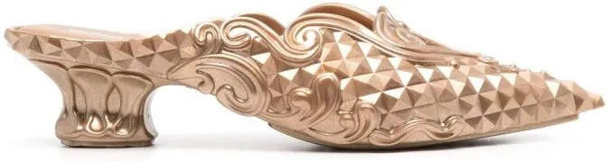 Y Project x Melissa filigree-detailing metallic-effect mules Gold