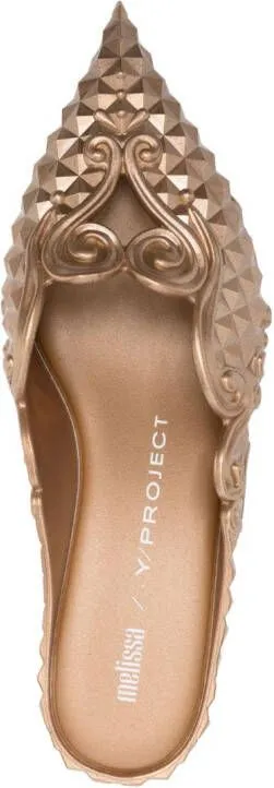 Y Project x Melissa filigree-detailing metallic-effect mules Gold
