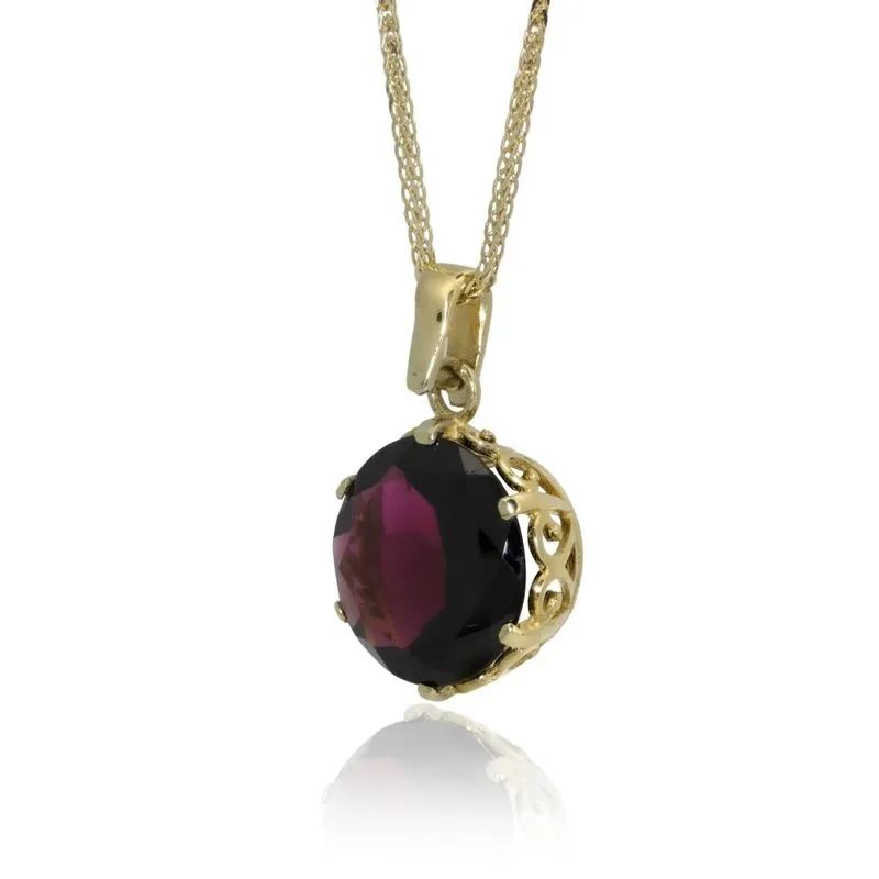 Yellow Gold 14K Garnet with heart texture