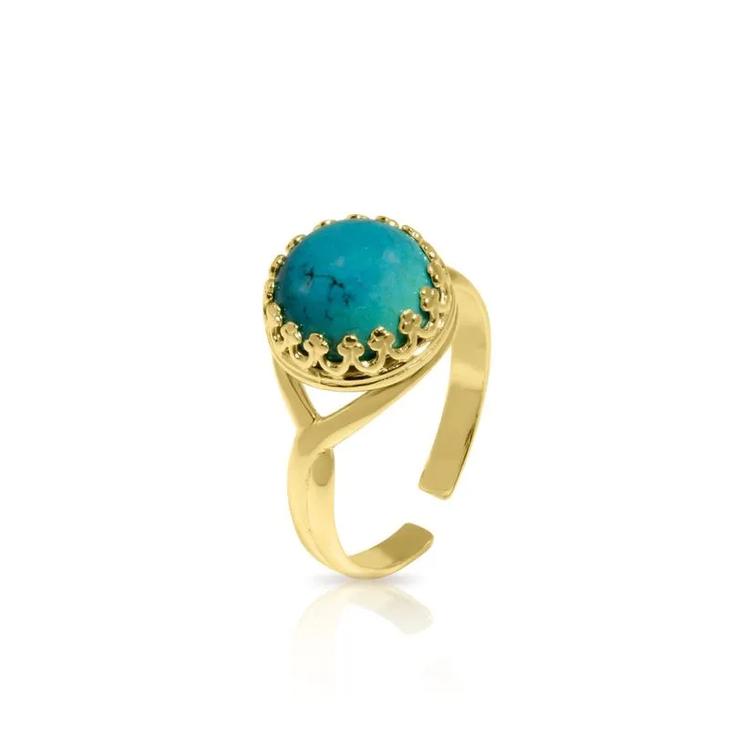 Yellow Gold Plated Turquoise 10mm Ring