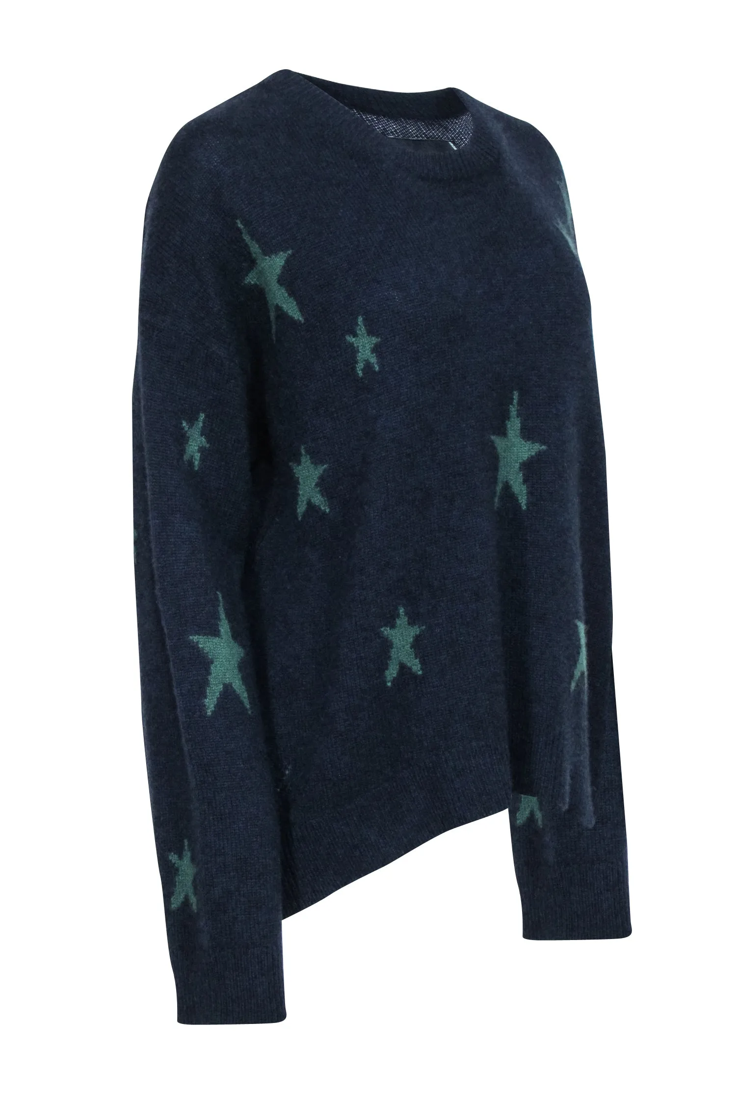 Zadig & Voltaire - Navy Cashmere Sweater w/ Green Stars Sz L