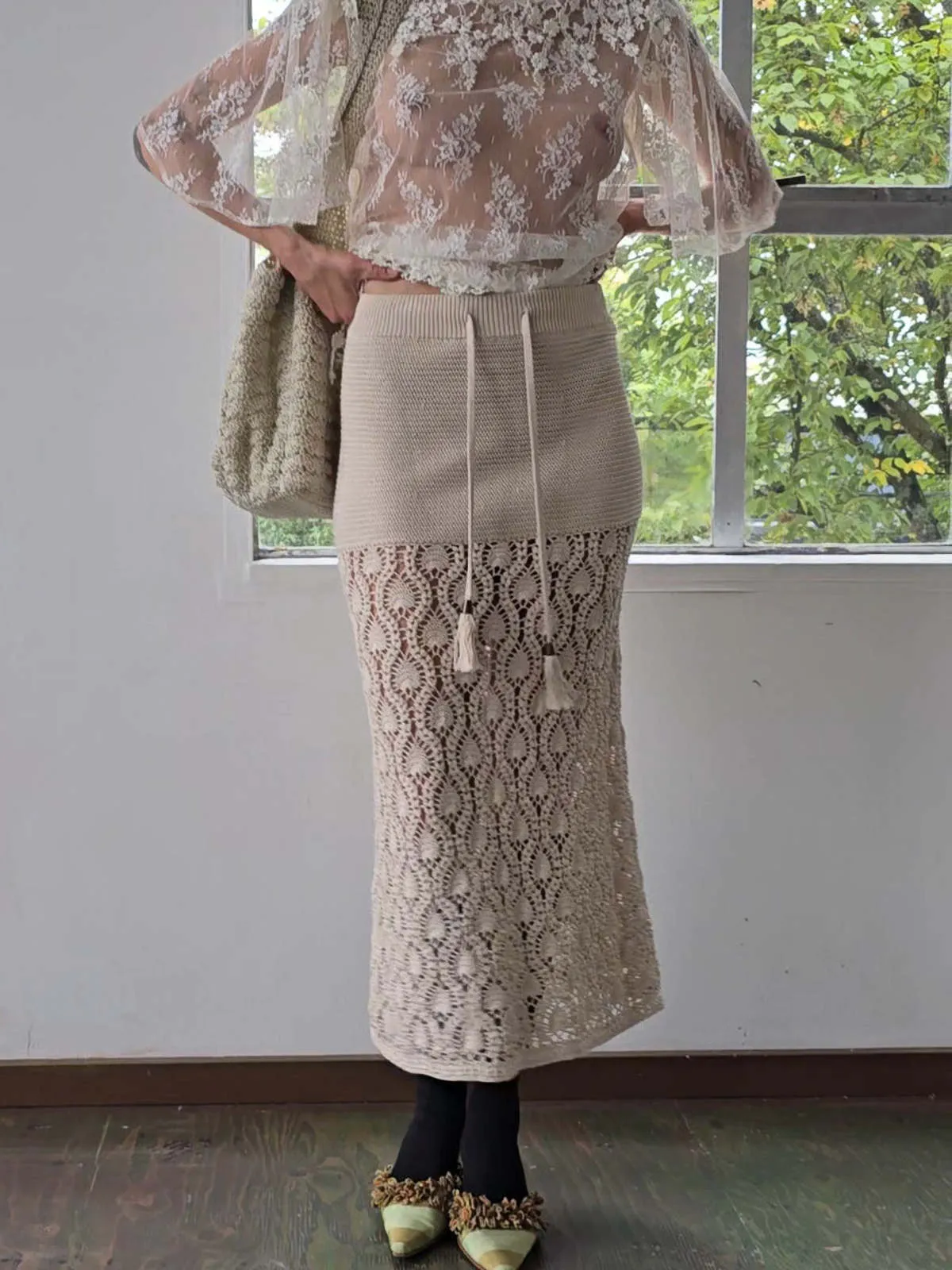 Zimmerman Crochet Skirt - Cream