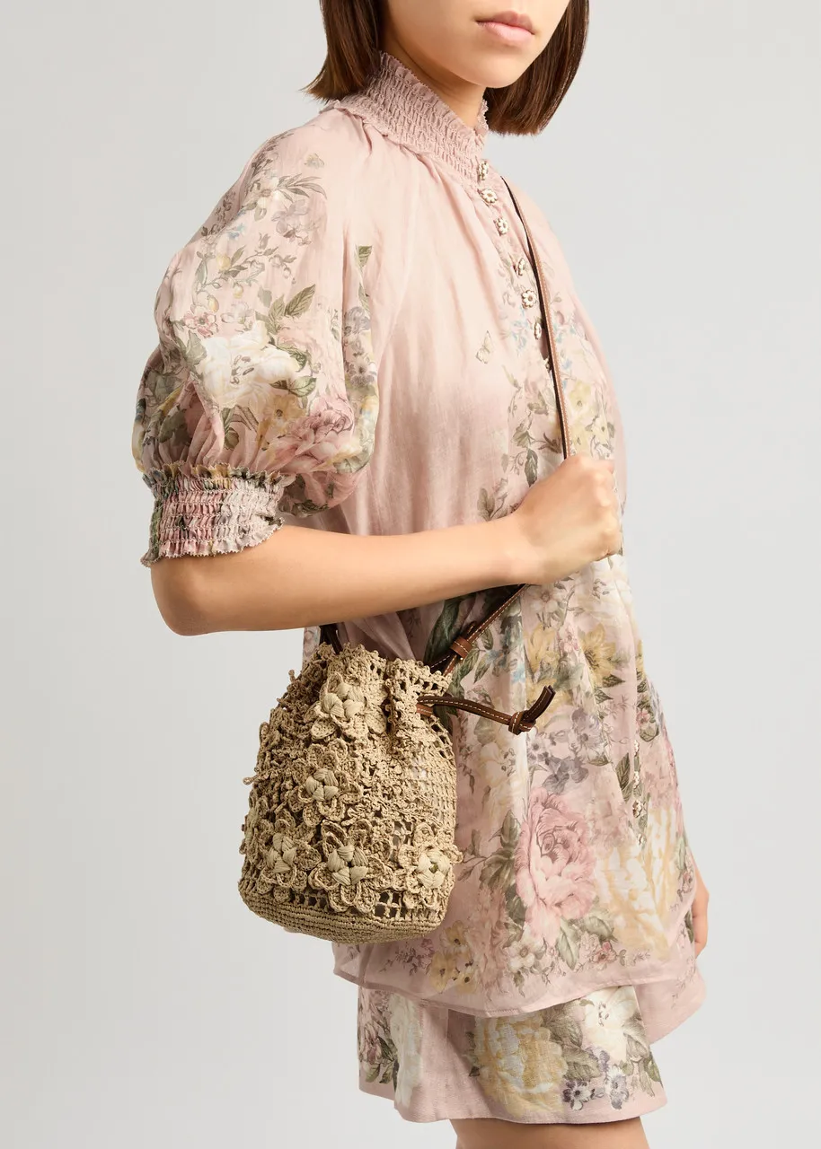 ZIMMERMANN Floral raffia bucket bag -                         -                     -                