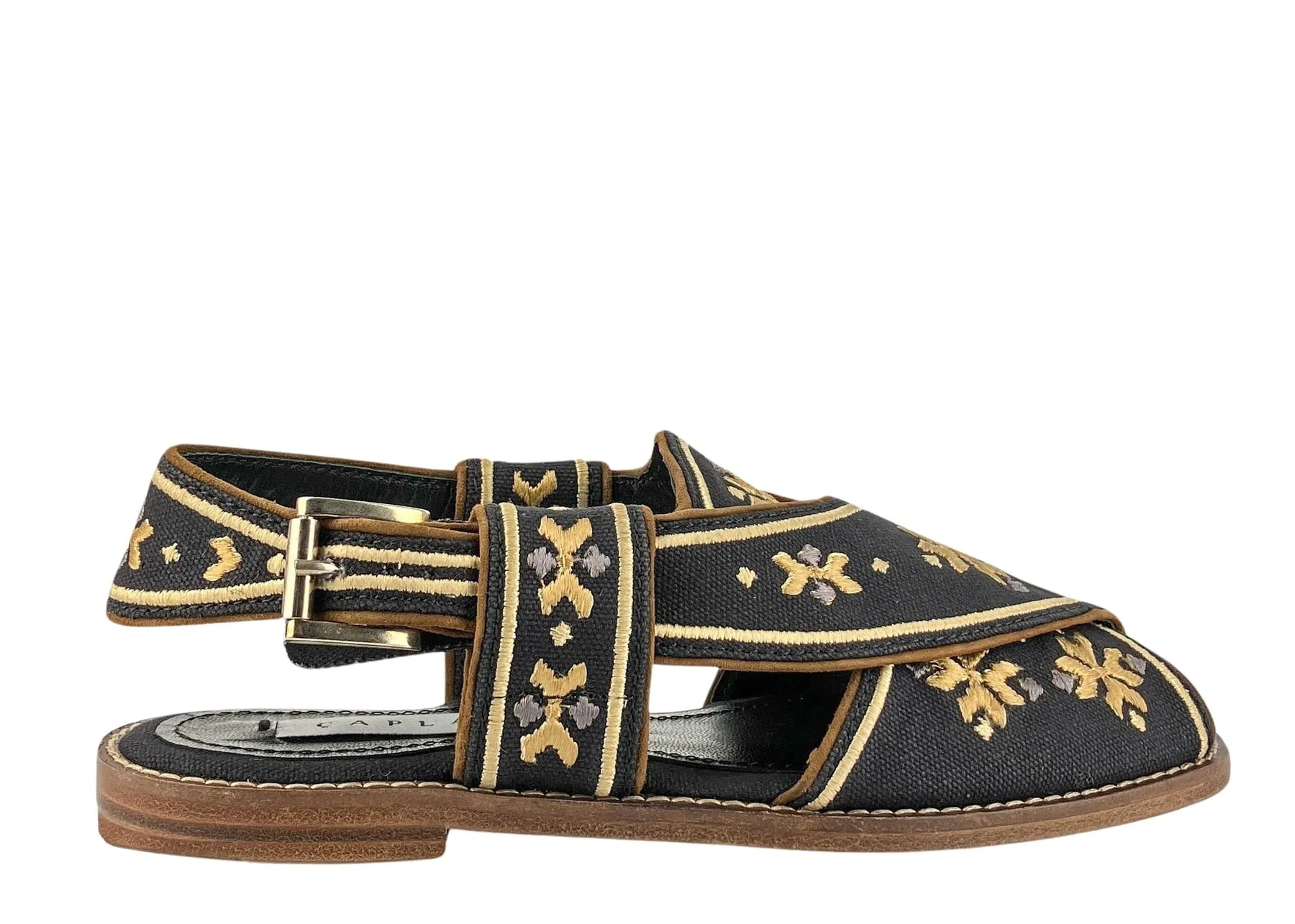 Çaplait Swati Sandals in Black and Gold